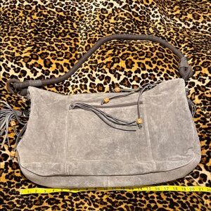 Elegant Gray Suede Shoulder Bag